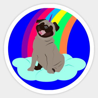 Pugicorn on a cloud Sticker